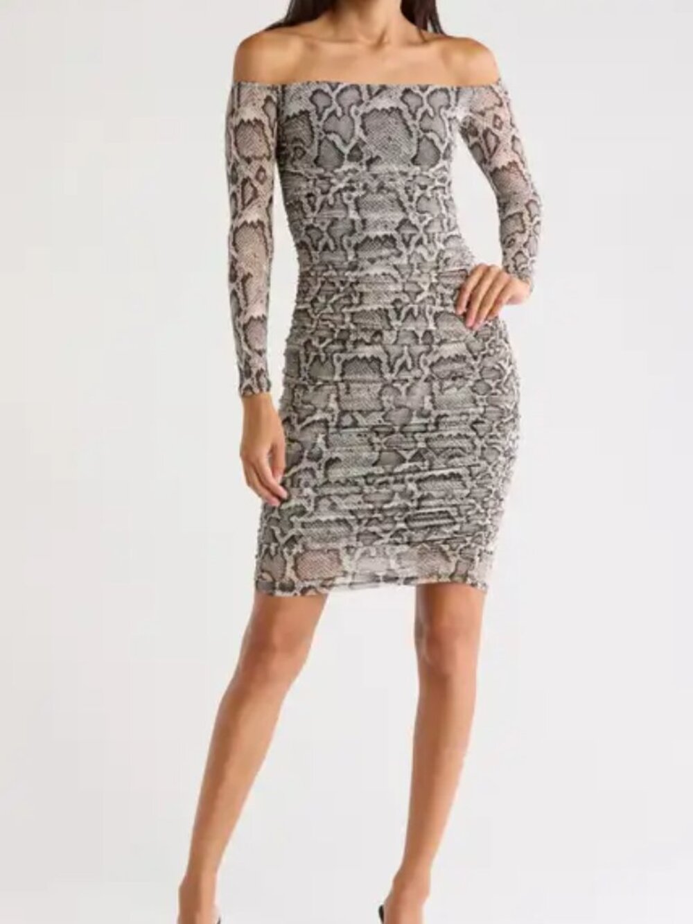 AFRM Sienna off shoulder ruched bodycon dress, size L